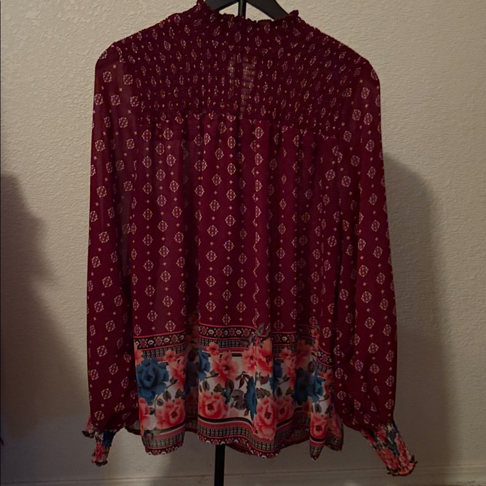 Burgundy Floral Boho Dress